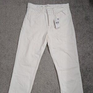 MNG Mango BLANCA Women’s Cream Jeans Straight Leg Denim Pants Size 8